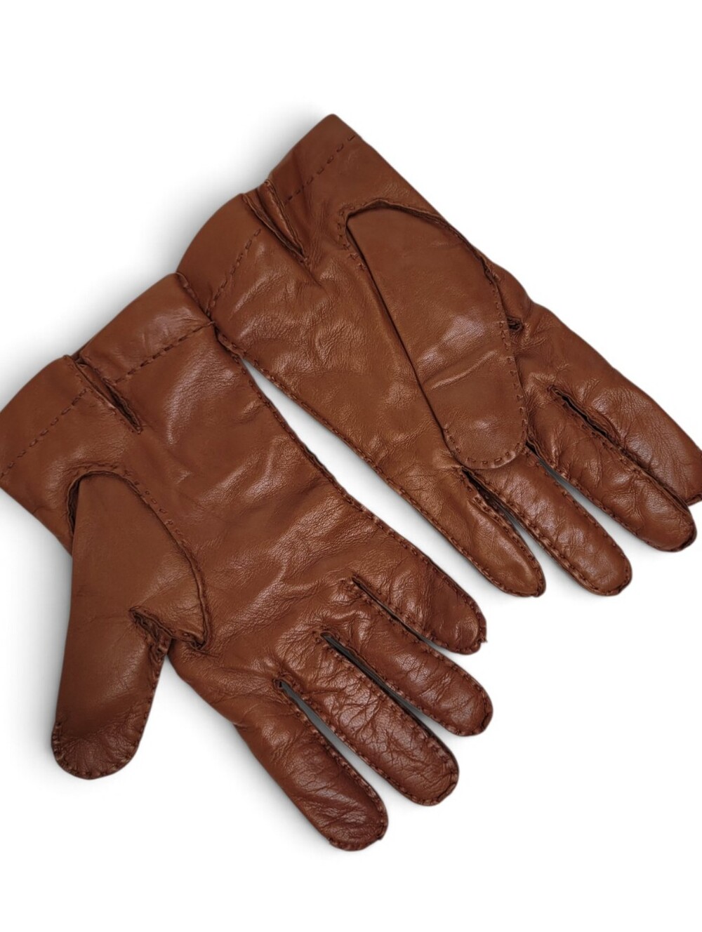 Vtg Brooks Brothers Mens Leather Driving Gloves Cashmere Lining M Chestnut Brown